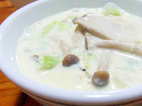 きのこと白菜の豆乳スープ